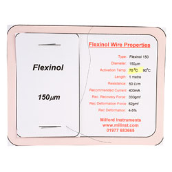 Milford Instruments Flexinol Wire 150um X 1m