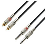 Adam Hall K3TPC0100 Audio Cable Black 2x RCA to 2x 6.3mm Jack 1m