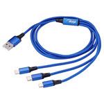Akyga AK-USB-27 USB cable USB-A Lightning USB-C Micro-A Blue 1.20m