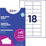 Avery-Zweckform DPC6530A-10 Name badge insert White Card Inserts 65x30mm