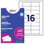 Avery-Zweckform DPC7434A-10 Name badge insert White Card 74mm x 34mm