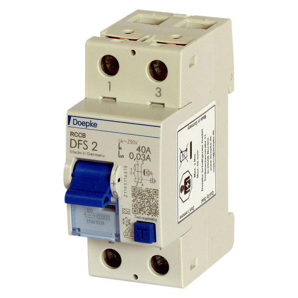 03 40 A 40AMP 30 mA Double Pôle Dp Interrupteur terre fuite Brea DOEPKE DFS2 KV 40-2/0