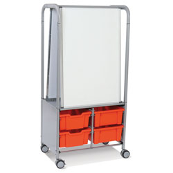 MakerHub Trolley With 2 Magnetic Boards & Tropical Orange Gratnells Trays