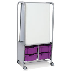 MakerHub Trolley With 2 Magnetic Boards & Plum Purple Gratnells Trays