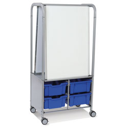 MakerHub Trolley With 2 Magnetic Boards & Royal Blue Gratnells Trays