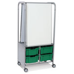 MakerHub Trolley With 2 Magnetic Boards & Grass Green Gratnells Trays