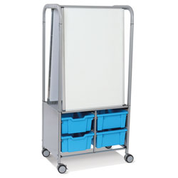 MakerHub Trolley With 2 Magnetic Boards & Cyan Blue Gratnells Trays