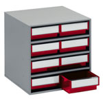 Treston Storage Cabinet 8 Red 400mm Deep Drawers 0840-5