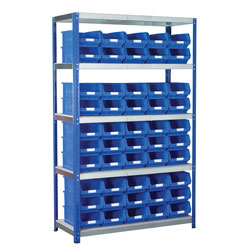 Eco-Rax TC Bin Kit Shelving Bay 1800 x 1200 x 450mm + 50 x TC4 Blue