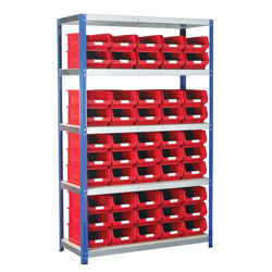 Eco-Rax TC Bin Kit Shelving Bay 1800 x 1200 x 450mm + 50 x TC4 Red