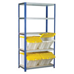 Eco-Rax Shelving Bay 1800 x 900 x 450mm 4 x Multi-Functional Containers - Yellow