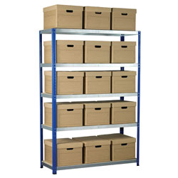 Eco-Rax Shelving Bay 1800 x 1200 x 450mm 15 x Brown Archive Boxes Inc Lids