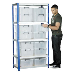 Eco-Rax Shelving Bay 1800 x 900 x 450mm 14 x 24 Ltr Storemaster Containers