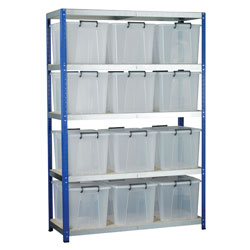 Eco-Rax Shelving Bay 1800 x 1200 x 450mm 12 x 40 Ltr Storemaster Containers