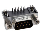 Amphenol L777SDE09PA4CH4F DSub Male Right Angle Shrouded 3A PCB Thru Ho