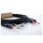 Cordial 14843 Twin Jack Audio Cable Black PVC 1m 2x 6.3mm Mono