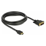 Delock 85654 HDMI-DVI Cable Black 2 m Gold Plated Triple Shielding