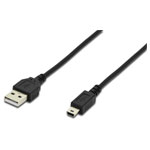 Digitus AK-300130-018-S USB cable USB 2.0 A to Mini-B black 1.80 m round shiel