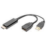 Digitus AK-330101-002-S DisplayPort/HDMI/USB Cable Black 0.2m 4K UHD Hal-free