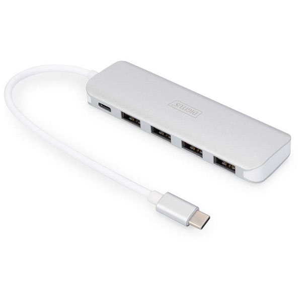Digitus DA-70242-1 USB hub 4+1 ports USB 3.2 Gen 1 Aluminium Silve...