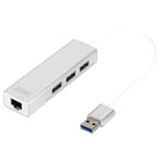 Digitus DA-70250-1 USB 3.0 hub 3+1 ports silver with built-in Ethernet port