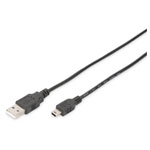 Digitus DB-300130-010-S USB cable USB 2.0 USB-A/USB-Mini-B 1m Black Round