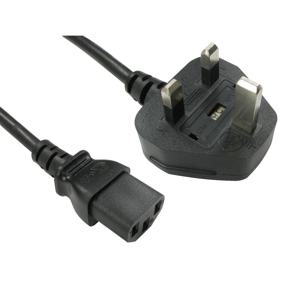 TruConnect 16-1720 1.8m UK Plug IEC C13 Black Mains Lead | Rapid Online