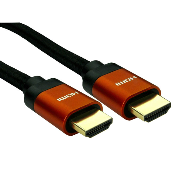 TruConnect 16-1755 1m 8K HDMI 28AWG Copper/Orange Hood Black Braid...