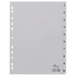 Durable 651110 Index A4 Polypropylene Grey 10 Embossed Tab Dividers