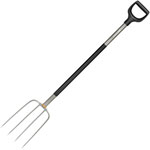 Fiskars 1070678 Manure Fork Black Steel Long Durable Garden Hand Tool