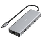 Hama 200142 Connect2Media USB hub 9 ports USB C Ultra HD compatible Grey