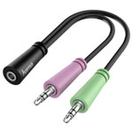 Hama 00200351 Jack Audio Cable 2x Jack plug to 1x Jack socket Black 0.15 m