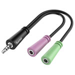 Hama 00200352 audio cable black 0.15m 1x 3.5mm jack plug to 2x 3.5mm jack socket