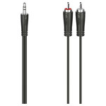 Hama 00200721 Audio Cable Black 5m Jack 3.5mm to 2x RCA plugs