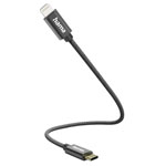 Hama 00201601 USB charging cable USB 2.0 Apple Lightning USB-C 0.20 m Black