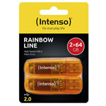Intenso 3502492 Rainbow Line USB Stick 64GB Double Pack Orange USB Type A