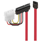 LINDY 33364 SATA Cable Multicolour 2x SATA 7-pin 0.30 m 1x SATA 7+15-pin
