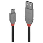 LINDY 36734 USB cable USB 2.0 A to Micro-B 3m Black Grey