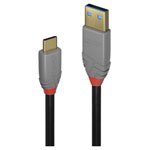 LINDY 36910 USB Cable USB 3.2 Gen 2 USB-C to USB-A 0.50 m Black Grey