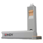 LINDY 40428 USB-C Socket Lock Set Orange 4-Piece Including 1 Key Security