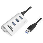 LogiLink CR0045 USB 3.0 hub Aluminium with SD reader Silver