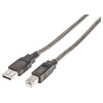 Manhattan 152389 USB cable USB 2.0 A-B plug 15m Black Round with LED