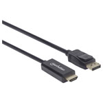 Manhattan 153188 DisplayPort HDMI Adapter cable black 3m plug HDMI-A plug