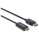 Manhattan 153201 DisplayPort/HDMI Adapter Cable Black 1.80m