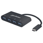 Manhattan 162746 USB 3.2 Gen1 hub 4 ports USB C connector Black