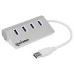 Manhattan 163767 USB Hub 4 ports USB 3.0 Aluminium casing White
