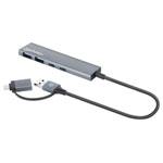 Manhattan 181075 USB 3.0 hub Aluminium casing USB C connector Spaceship grey