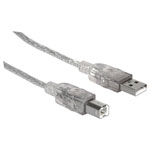 Manhattan 333405 USB cable USB 2.0 USB-A to USB-B Silver 1.80 m