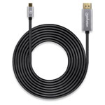 Manhattan 354851 DisplayPort USB-C Cable Black Grey 3m Gold Connectors