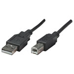 Manhattan 374507 USB cable USB 2.0 USB-A to USB-B 0.50m Black Metal foil shield